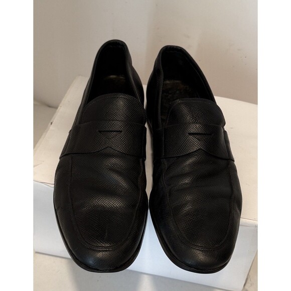 AUTH PRADA SAFFIANO BUSINESS SHOES 2DE072 BLACK LEATHER SIZE 9 1/2 - Picture 4 of 12